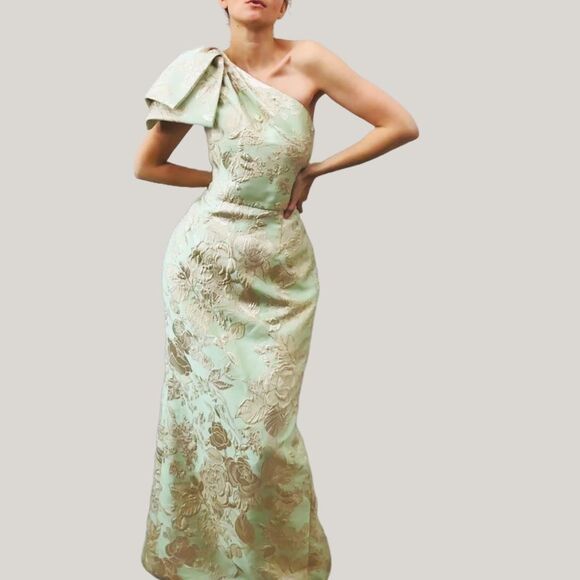 Frascara 4440 Spring 2023 Jacquard Column Fitted Evening Dress Couture Wedding - Picture 2 of 11